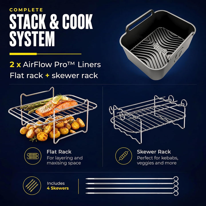 AirFlow Pro™ Ninja Airfryer AF200EU Zubehör 7,6L | 2 Silikonformen + 2 Edelstahl Grillrost Einsätze