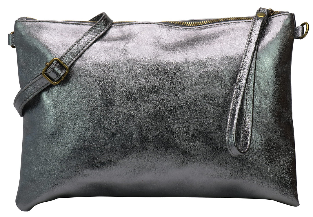 SH Leder Echtleder Umhängetasche Clutch im vintage look mittelgross Tasche Abendtasche 33x22cm Clara