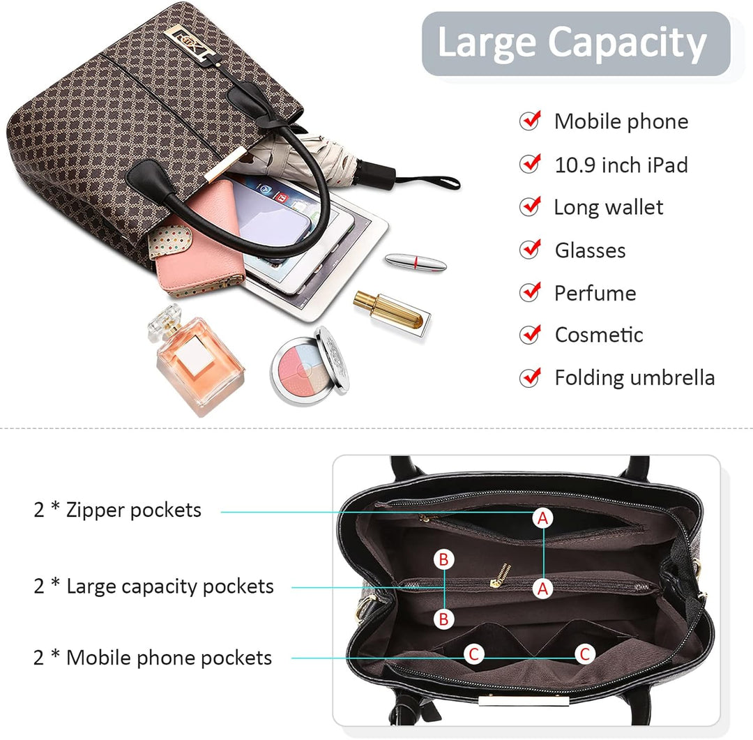 DIRRONA Retro Damen Handtasche Klassischer Druck Umhängetasche Elegant Schultertasche Lässig Crossbo