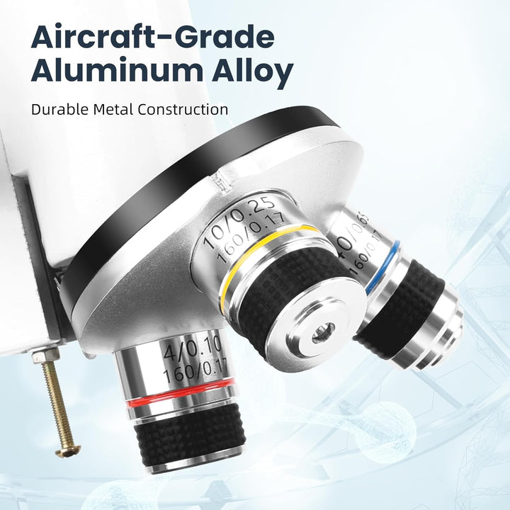 40-2000x Mikroskop, Professionelles Metall-Mikroskop für Erwachsene & Kinder, mit 10x & 25x Okularen