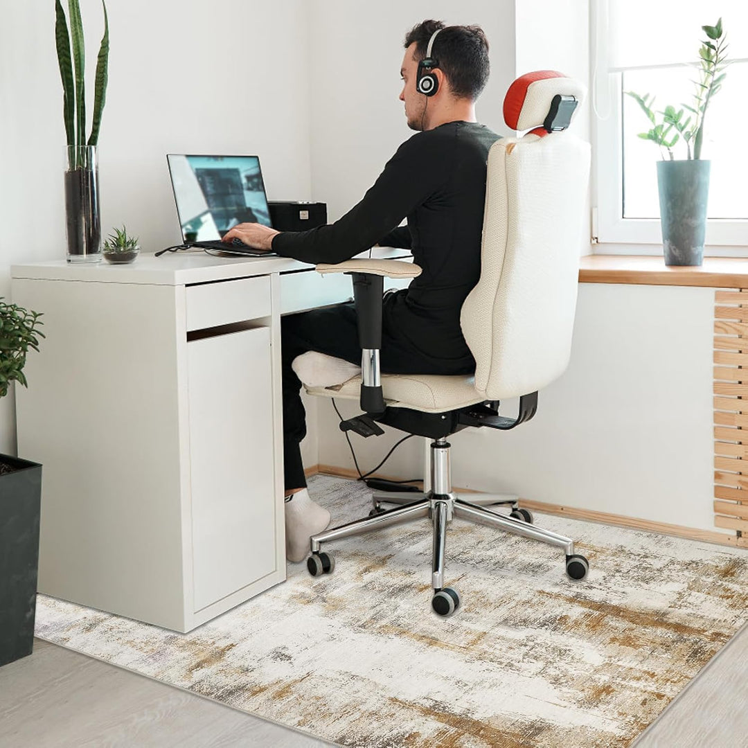 Famibay Bodenschutzmatte Bürostuhl 90x120cm Home Bürostuhl Unterlage Beige Braun Kratzfest Schreibti