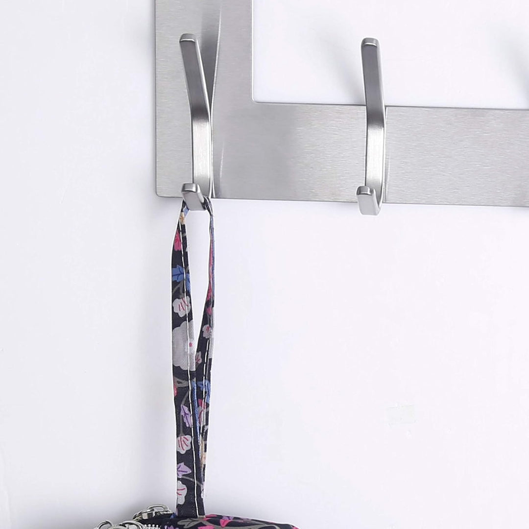 SKOLOO Türgarderobe zum Einhängen - für Türen bis 4,5 cm Dicke, Edelstahl Türhakenleiste mit 6 Haken