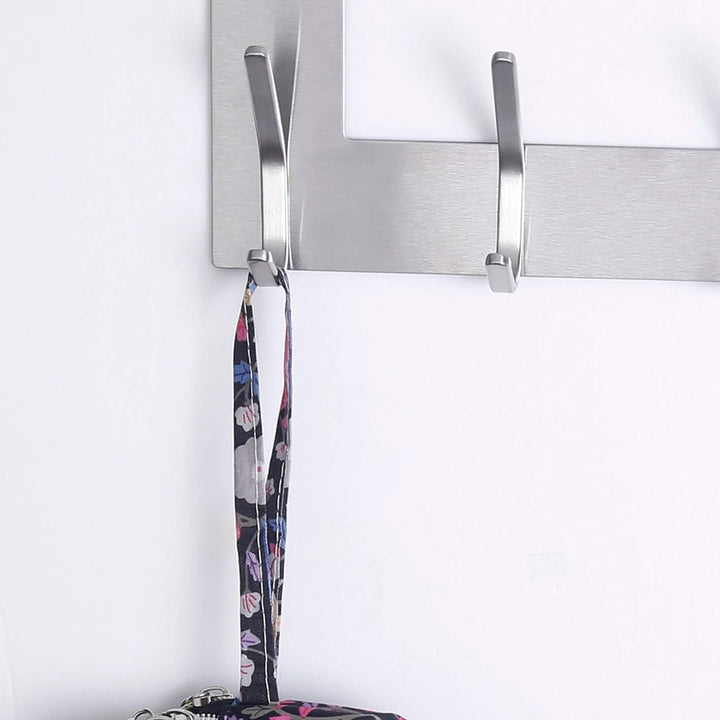 SKOLOO Türgarderobe zum Einhängen - für Türen bis 4,5 cm Dicke, Edelstahl Türhakenleiste mit 6 Haken