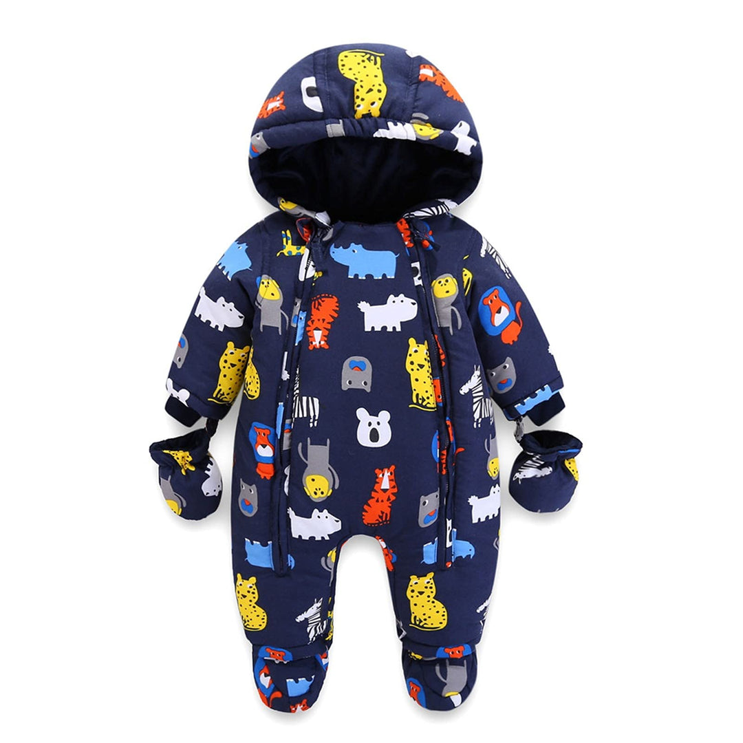 Baby Strampler Strampelanzug mit Kapuze Schneeanzüge mit Handschuhen und Füsslinge, für Kleinkinder