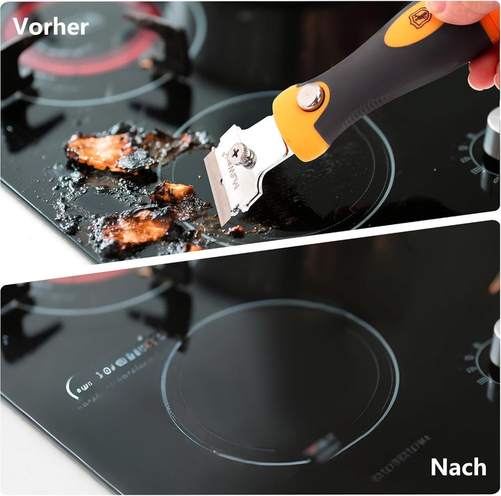 MulWark Profi-Schaber-Set mit 2 Teleskop-Griffen & 12 Klingen | Heavy-Duty Glas- und Farbschaber für