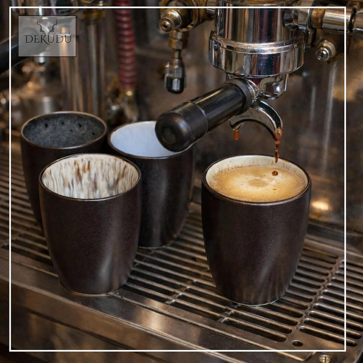 Espressotassen Dickwandig Set Espressotasse Steingut - Handgefertigt - Hochwertiges Steinzeug- 4 Stü