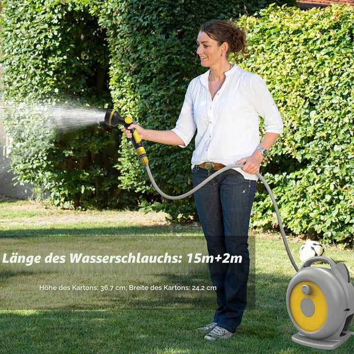 Garten Schlauchbox, Mobile Schlauchaufbewahrung, Schlauchaufroller für Ordentlich und tragbar, Einzi