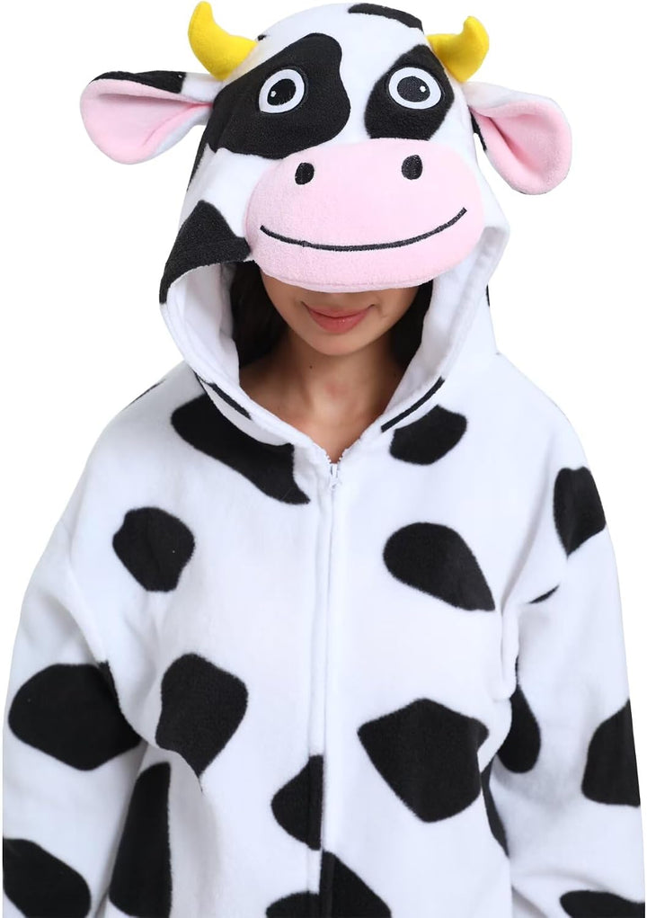 LABULA Onesie Tier Erwachsene Unisex Tieroutfit Cosplay Pyjamas Karneval kostüm L Kuh, L Kuh