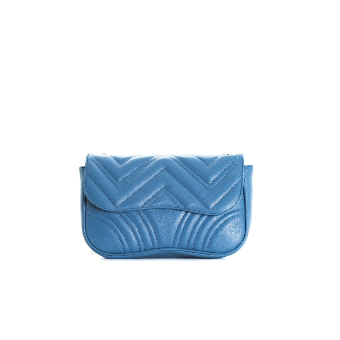 L’Intervalle Damen Coralie Stofftasche Blue Leather, Blue Leather