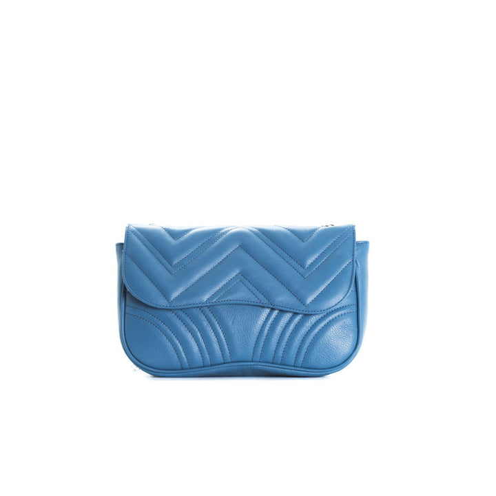 L’Intervalle Damen Coralie Stofftasche Blue Leather, Blue Leather