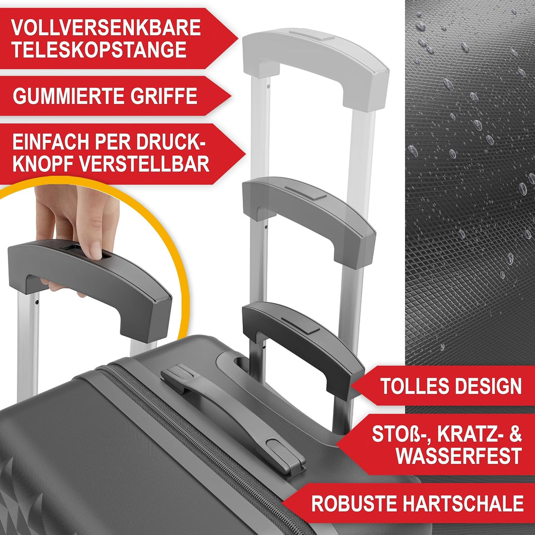 Onbest Premium Kofferset 4-TLG. – Hartschalenkoffer mit TSA-Lock, USB-Anschluss – 1x Kofferwaage, 2X