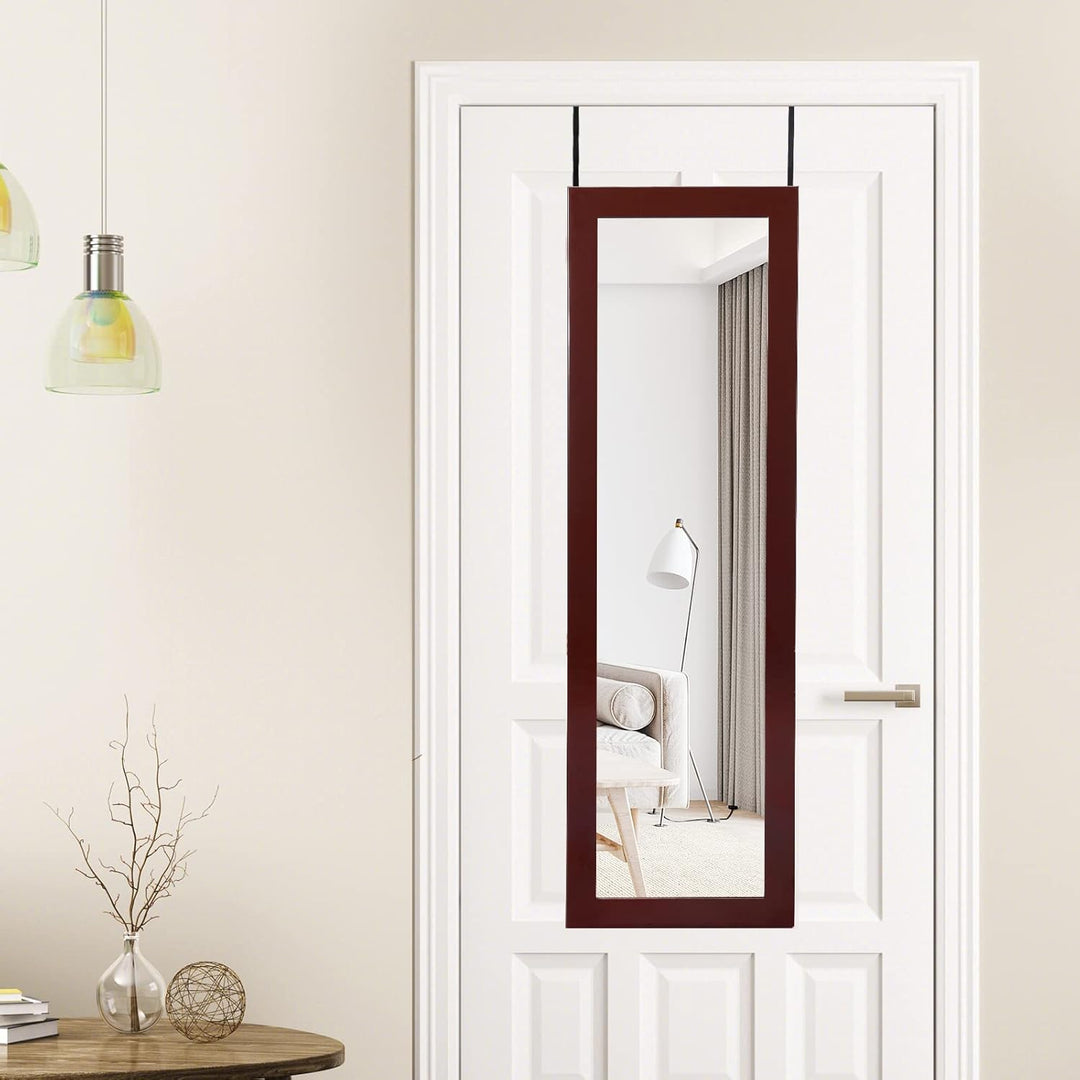 COSTWAY 120cm Schmuckschrank mit Ganzkörperspiegel und eingebautem Schminkspiegel, Schmuck Spiegelsc