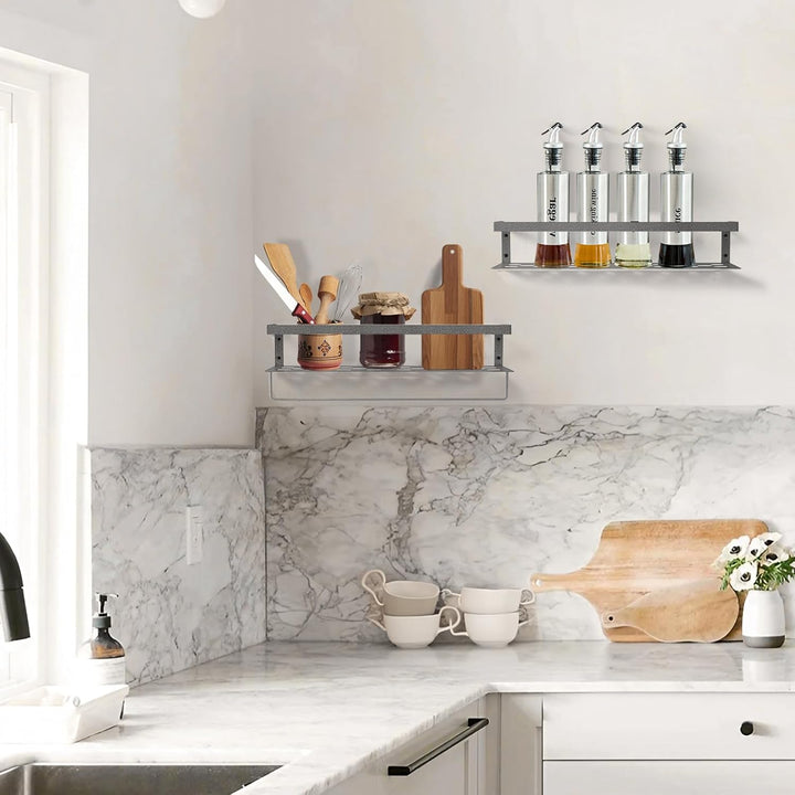 Uten Wandregal Metall, Bad Regal Kücheregal 2er Set, Metallregal Wand 40cm mit Handtuchhalter, für W