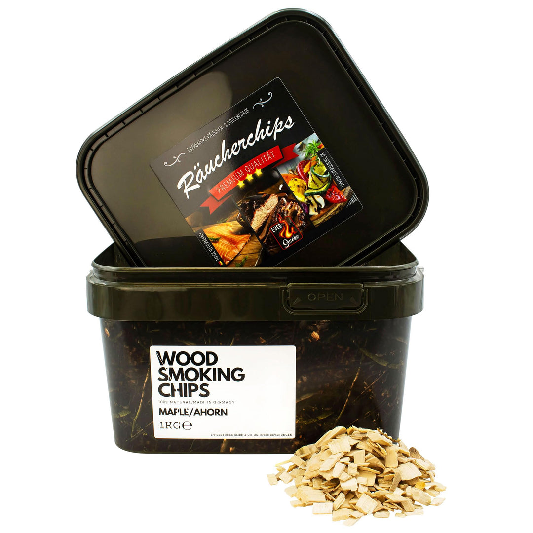Premium BBQ Räucherchips im praktischen Eimer - 4 versch. Sorten für bestes Raucharoma - besonders r