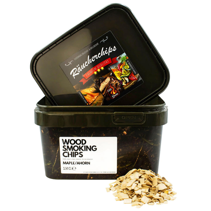 Premium BBQ Räucherchips im praktischen Eimer - 4 versch. Sorten für bestes Raucharoma - besonders r