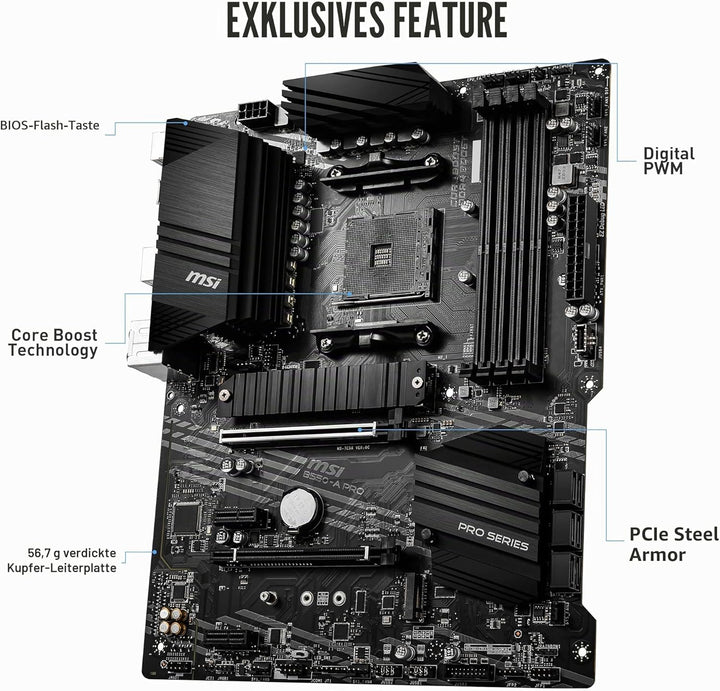 MSI B550-A PRO (AMD AM4, DDR4, M.2, USB 3.2 Gen 2, HDMI, ATX Motherboard) Mainboard B550-A PRO