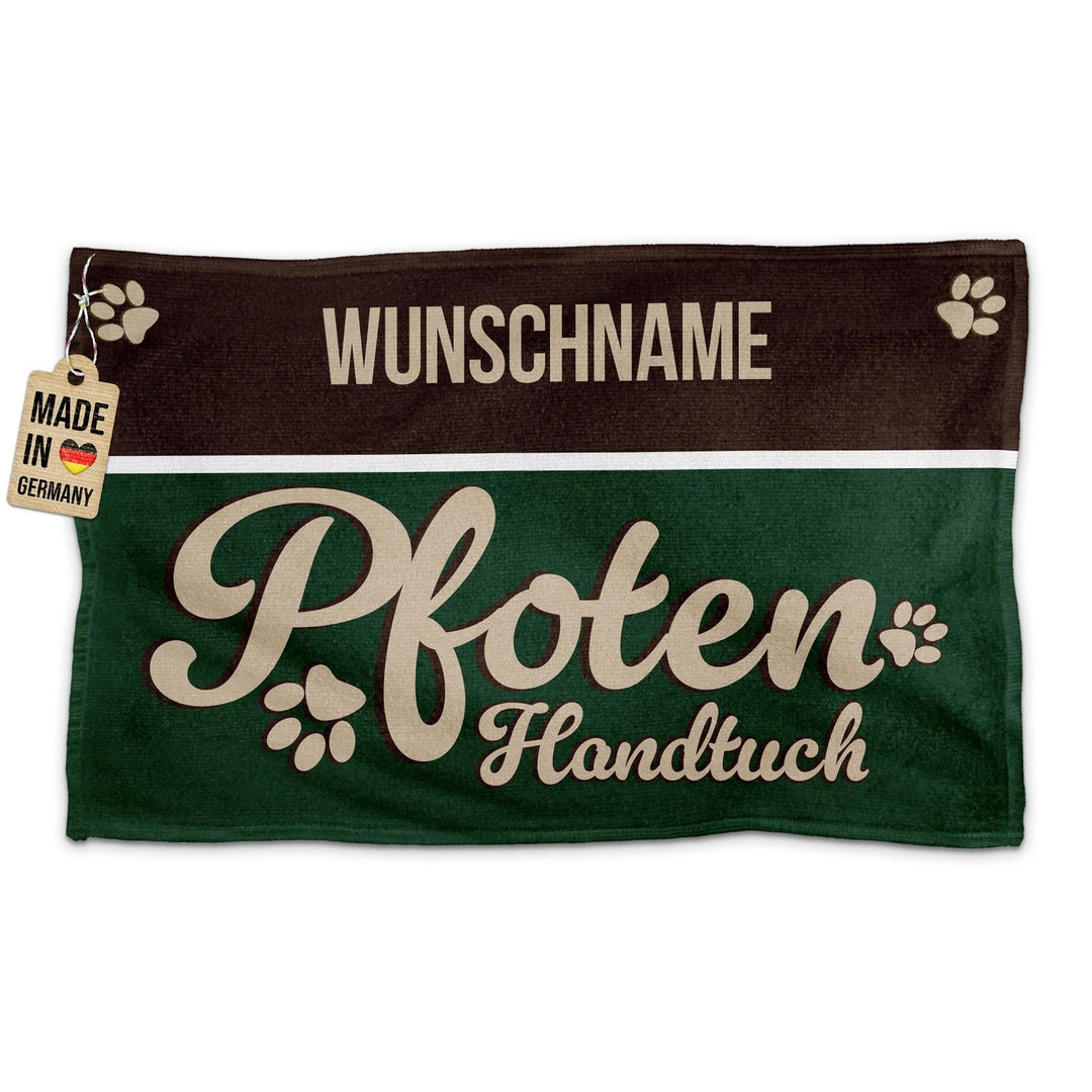 PR Print Royal Personalisiertes Hundehandtuch mit Name selbst gestalten - Pfotenhandtuch - Pfotentuc