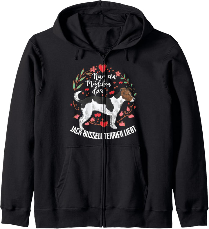Jack Russel Terrier Mädchen Das Hunde Liebt Herzen Geschenk Kapuzenjacke