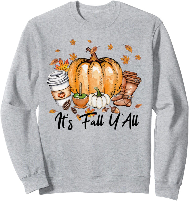 Funny Its Fall Yall Kürbis-Shirts für Frauen, lustiges Halloween Sweatshirt