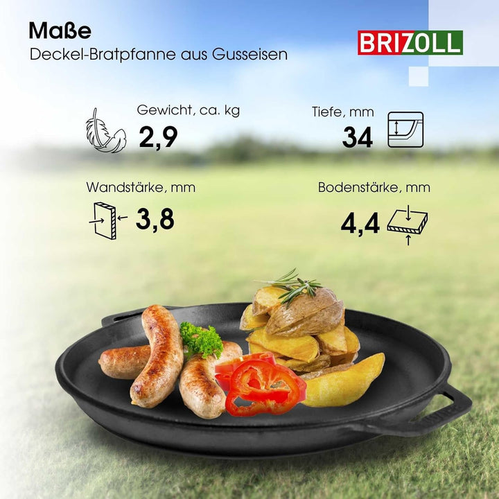 4BIG.fun 10L Gusseisen Schwenktopf Kazan Asia Kasan mit Deckel-Bratpfanne aus Gusseisen Grillwok Wok