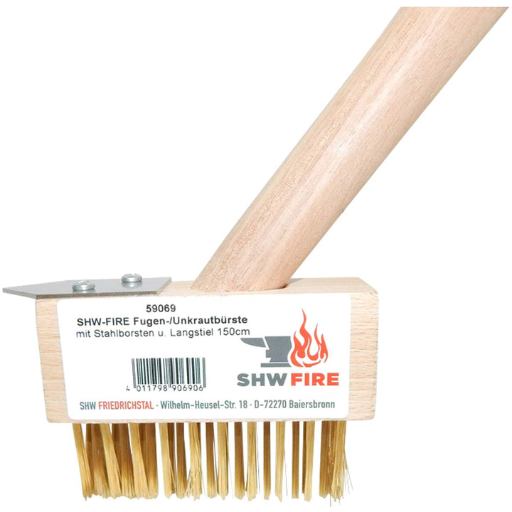 Fugenbürste Unkrautbürste Fugenreinigung mit Stahlborsten mit Stiel Holzstiel 150cm von SHW-FIRE