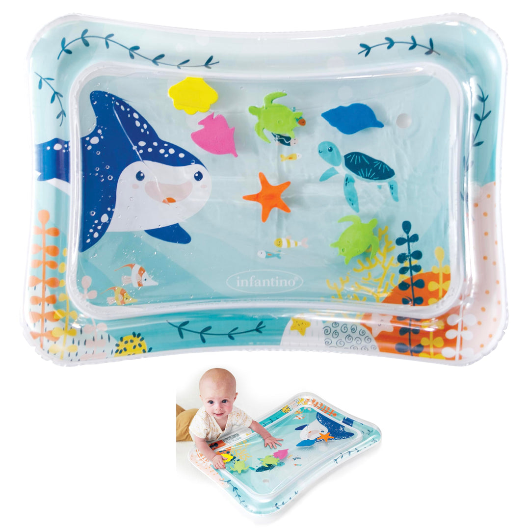 Infantino Jumbo Pat & Play Wassermatte, Wassermatte mit Meeresmotiven, schmutzfreies Wasserspiel für