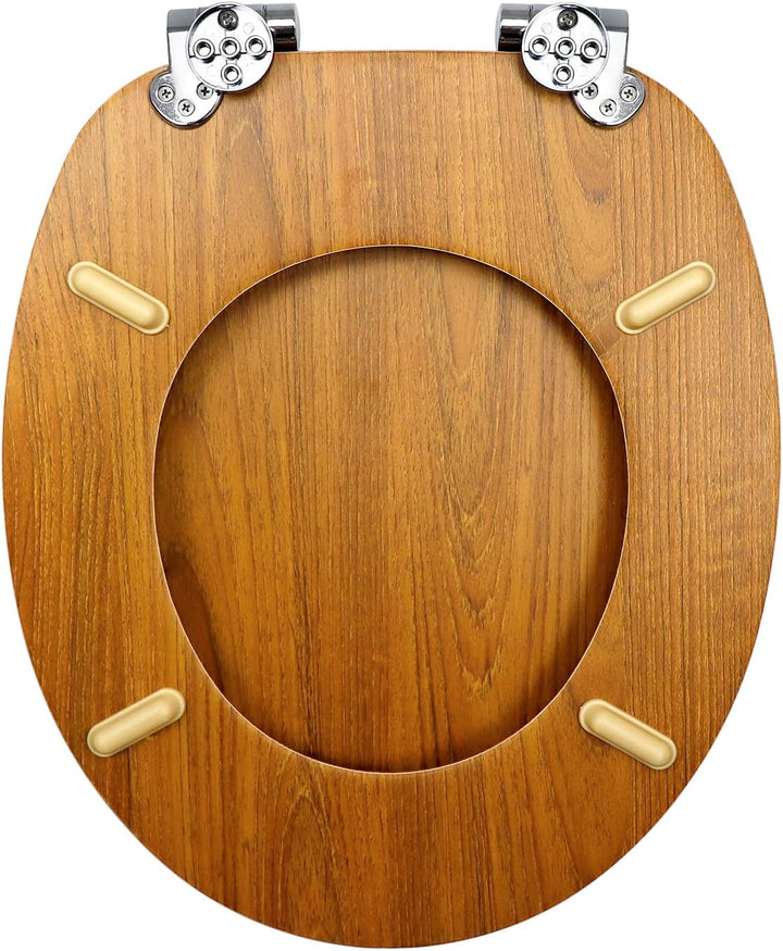 WC Sitz mit Absenkautomatik, Toilettendeckel aus MDF Holz, Toilettensitz mit Holzoptik-Furnier (Roya