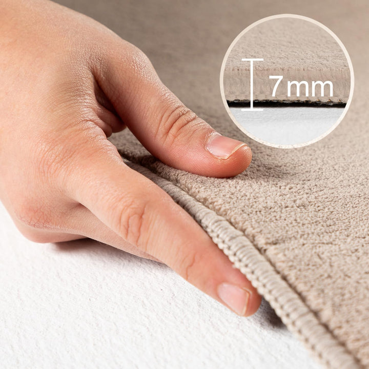 Waschbarer Teppich Wohnzimmer, Kurzflor rutschfest Flauschig Weich, Einfarbig Beige, Felloptik, Supe