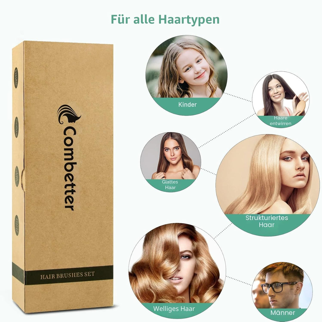 Haarbürsten Set, Haarkamm für Frauen und Entwirrungsbürste, ideal für nasses oder trockenes Haar, ge