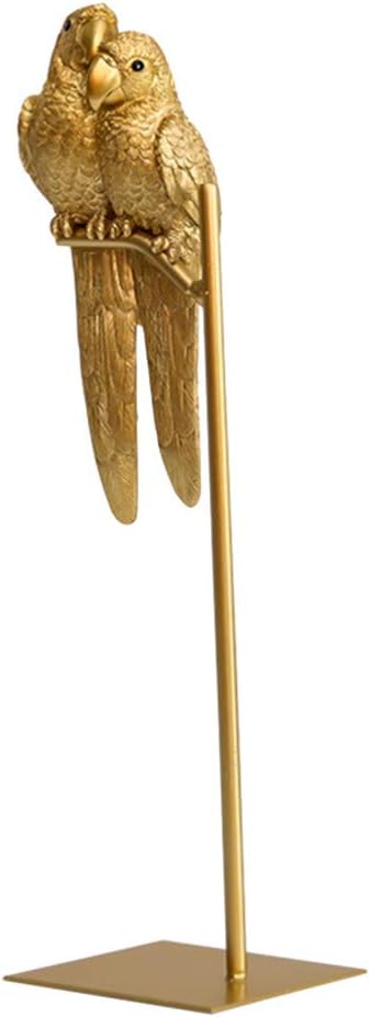 BESPORTBLE Papagei Figur Paar Papagei Statue Golden Papagei Auf Ständer Desktop Ornament Wohnzimmer