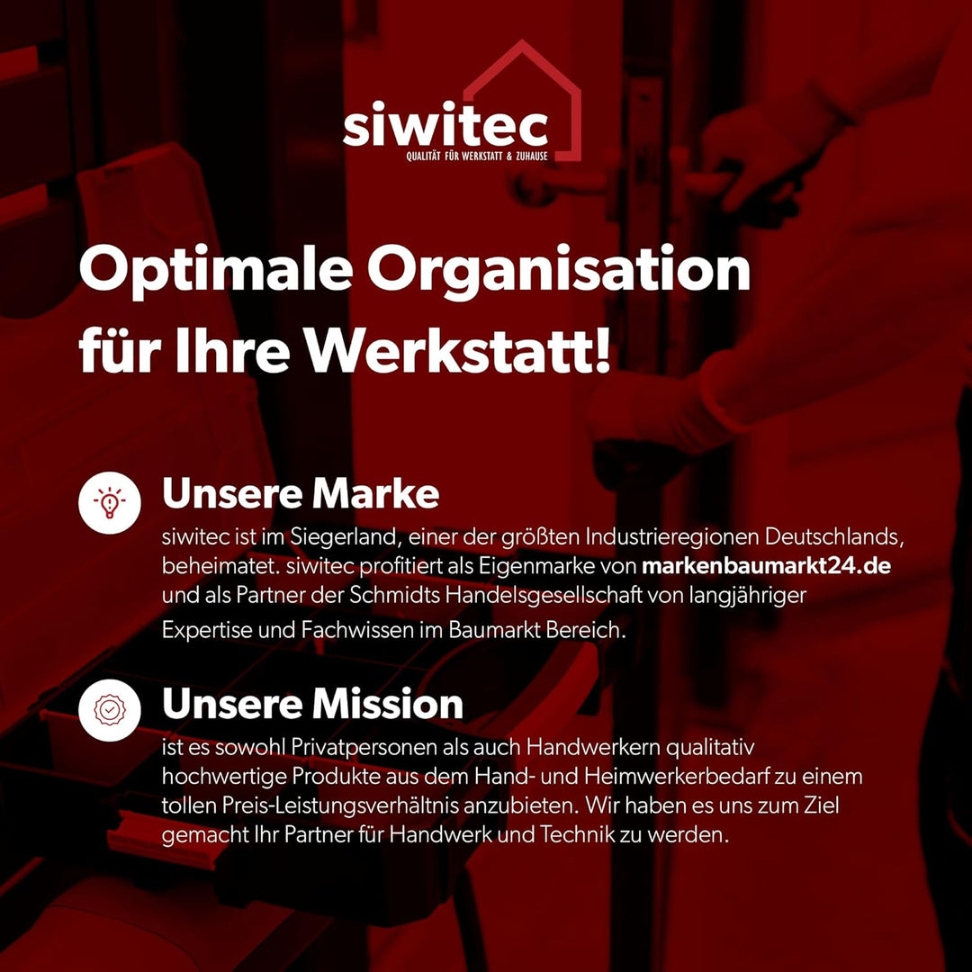 6 x siwitec Sortimentskasten, 16 Fächer und 6 anpassbare Trennstege, Sortimentsbox für Kleinteile, s