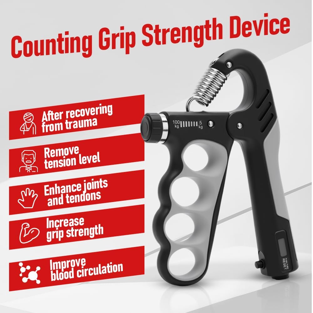 2 Stück Griffkraft Trainer, 5-100kg Handgriff Trainer, Verstellbare Unterarm Trainingsgerät, Finger