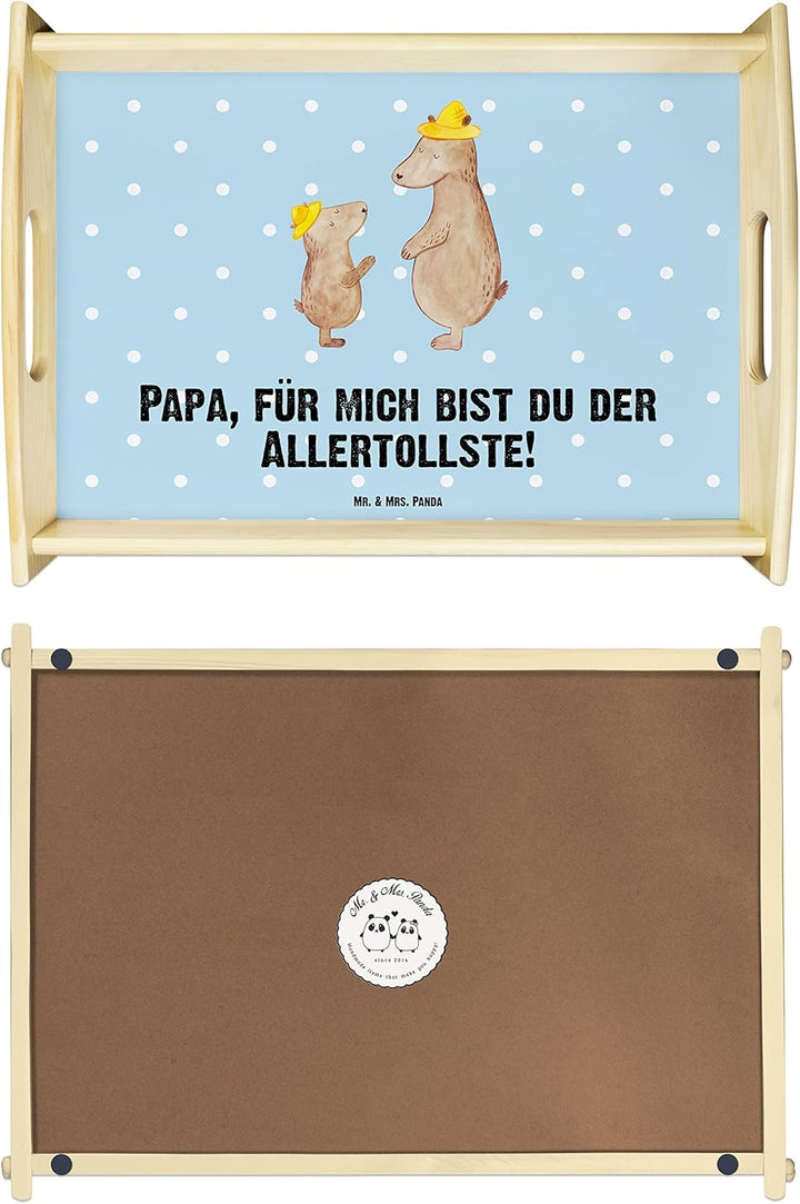 Mr. &amp; Mrs. Panda Serviertablett Bären mit Hut - Geschenk, Küchentablett, Vatertag, Bruder, Dad, Fami