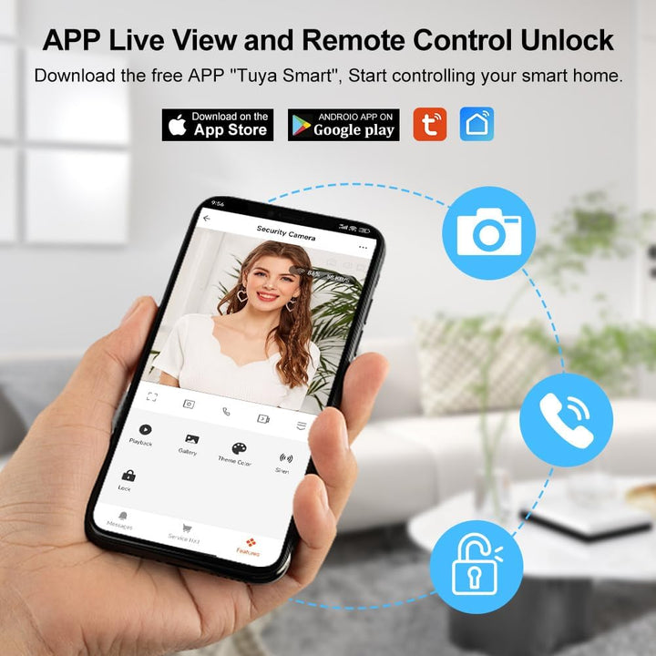 7 Zoll TUYA WLAN Video Tür Telefon Intercom System 1080P HD Kamera IR-Nachtsicht, Videotürklingel mi