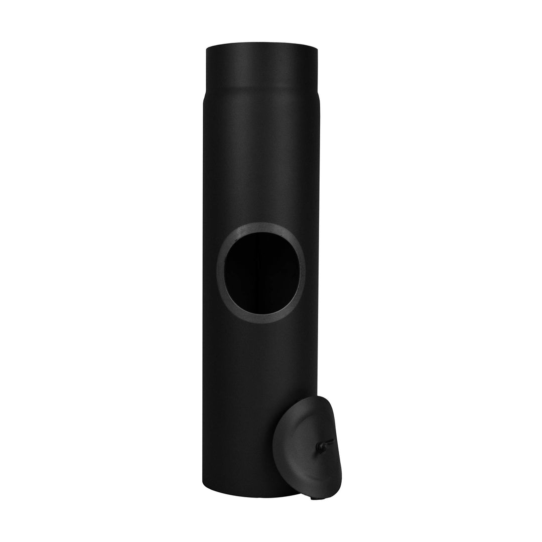 LANZZAS Ofenrohr 500 mm mit Tür, im Durchmesser DN 130 mm, Farbe: schwarz - weitere Rohre aus unsere