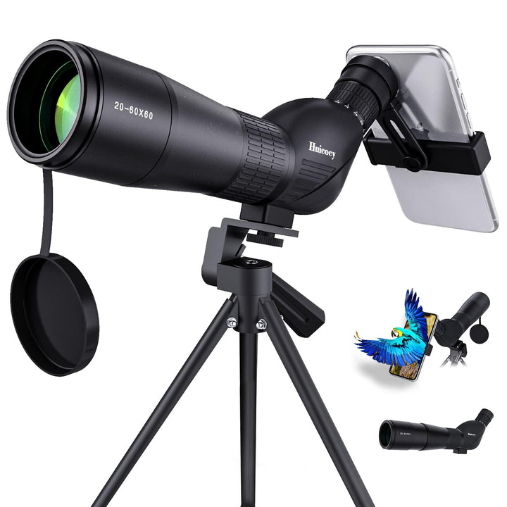 HUICOCY Spektive 20–60 x 60 mm Zoom 39–19 m/1000 m mit FMC-Objektiv, BAK4 45 Grad abgewinkeltes Okul