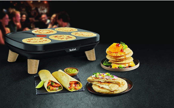 Tefal Gourmet Crêpes-Pfanne, zwei herausnehmbare Platten, Antihaftbeschichtung, einstellbare Tempera