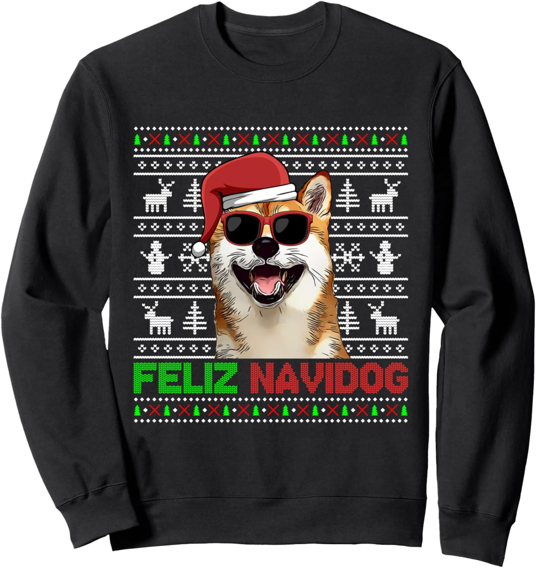 Shiba Inu Dog Feliz Navidog Lustige Weihnachten Sweatshirt