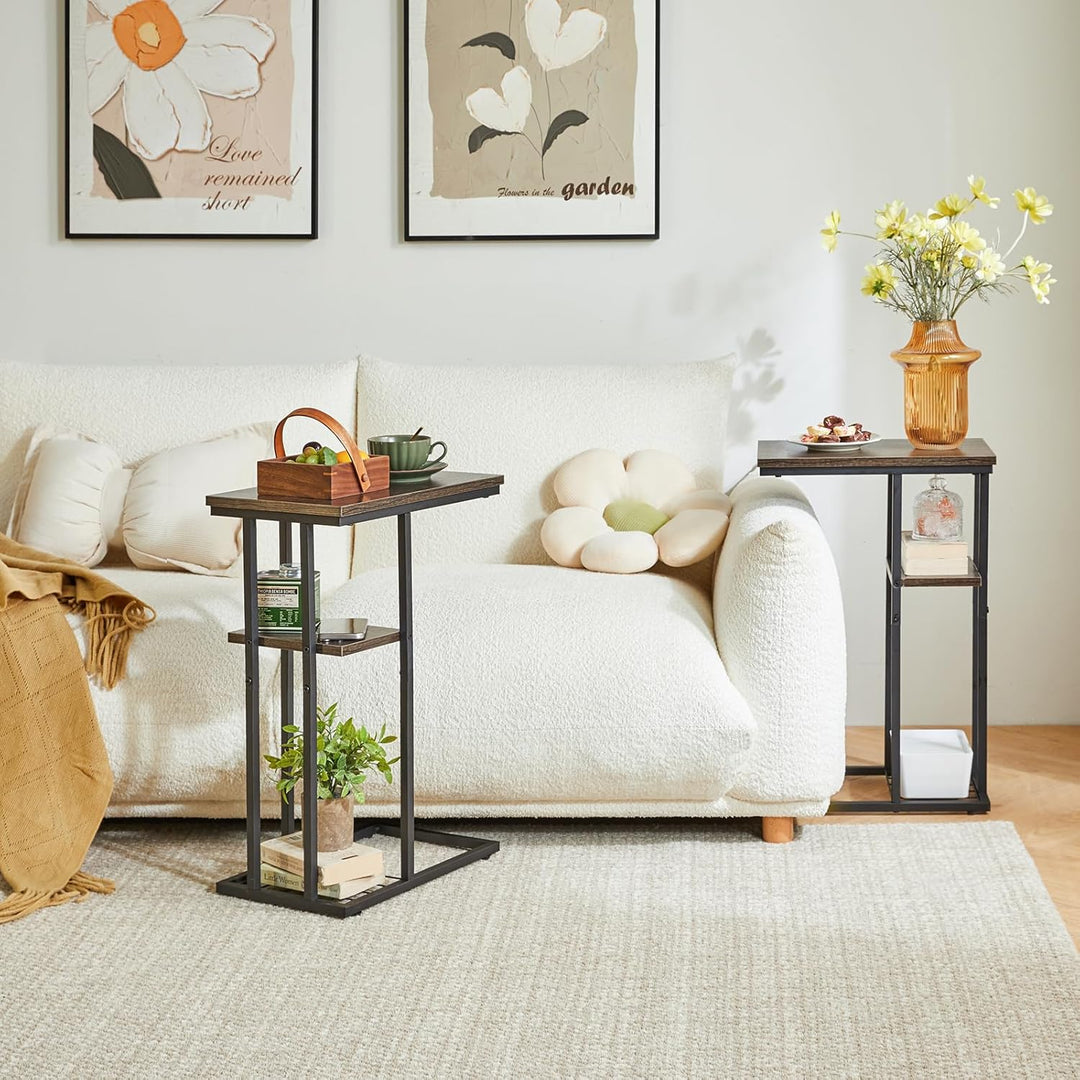 YMYNY Beistelltisch Kaffeetisch C-Form, Eleganter Kleiner Sofatisch, Industrie-Design, Sofatisch 40