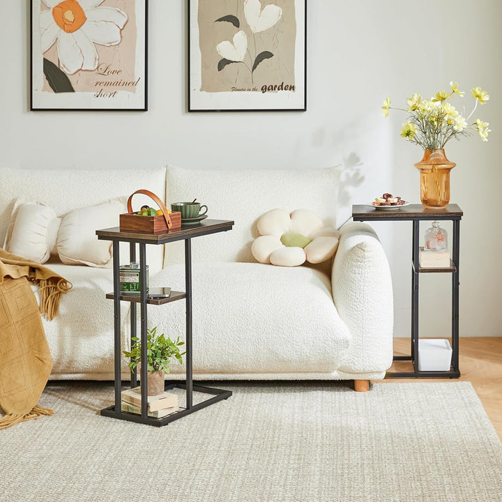 YMYNY Beistelltisch Kaffeetisch C-Form, Eleganter Kleiner Sofatisch, Industrie-Design, Sofatisch 40