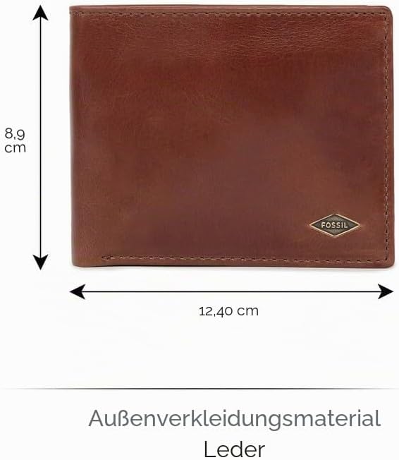Fossil Herren Reisepasshülle Ryan aus Leder 12,4 cm L x 0,5 cm B x 8,9 cm H Braun, Braun