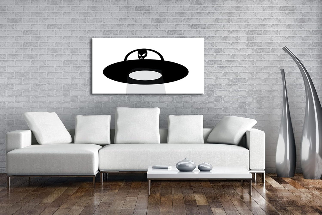 Entführung von Aliens Panorama 60x30 cm als Leinwandbild, Motiv fertig gerahmt auf Echtholzrahmen, H