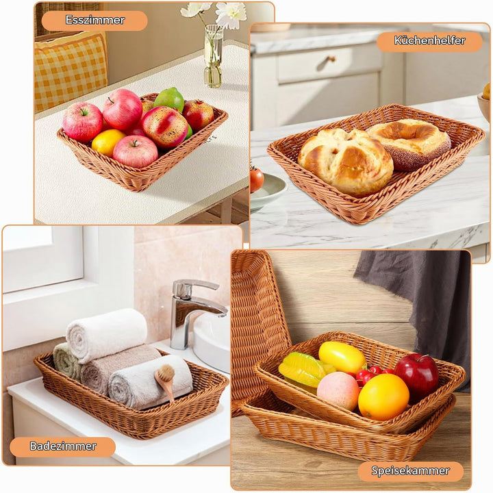 5er Set Brötchenkorb Geflochten Brotkorb Stapelbarer Brotkörbchen Modern Brotkörbe Hochwertiger Obst