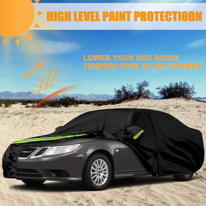 Autoabdeckung Wasserdicht Ersatz für SAAB 9-3 1998-2014, Abdeckplane Autogarage mit Türreissverschlu