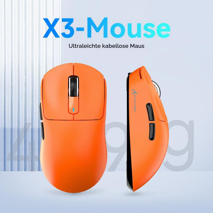 ATTACK SHARK X3 49g Ultralight Mouse, PixArt PAW3395 Gaming Sensor, BT/2.4G Wireless/Wired Gaming Mo