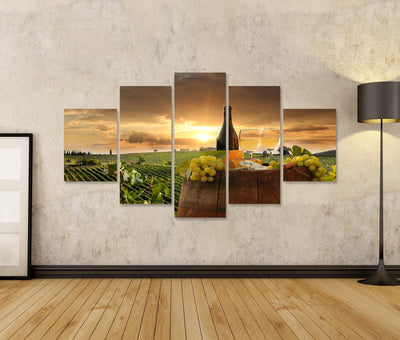 Bild auf Leinwand Weinberg Chianti Toskana Weissweinfass Italien Wandbild Poster Kunstdruck Bilder F