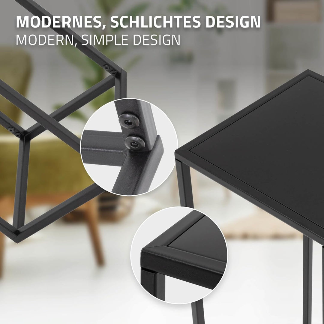 ML-Design Blumenständer im 2er Set, Schwarz, 20x60x20/30x70x30 cm, Moderne Blumentopfständer, Wetter