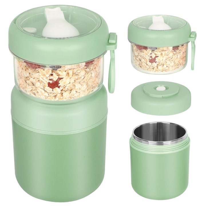 Grosser Edelstahl Müslibecher to Go, Joghurtbecher 530ml+330ml Tragbarer Auslaufsicherer Müslibecher