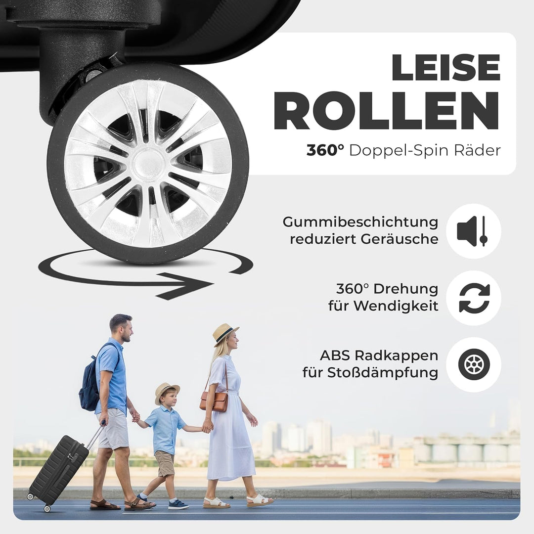 3erKoffersetXXL Komplettpaket – Sichere und leichte ABS Hartschalenkoffer 20"24"28" mit Rollen – Rei