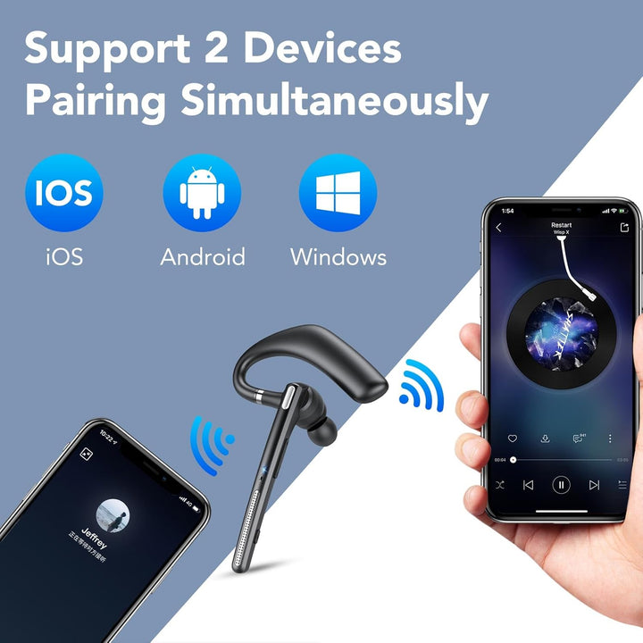 Bluetooth Headset V5.3, 60Hrs Freisprecheinrichtung Wireless Headset mit Dual Geräuschunterdrückung